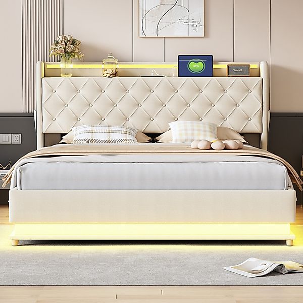 OKWISH Polsterbett Funktionsbett mit USB-Ladeanschluss und günstig online kaufen