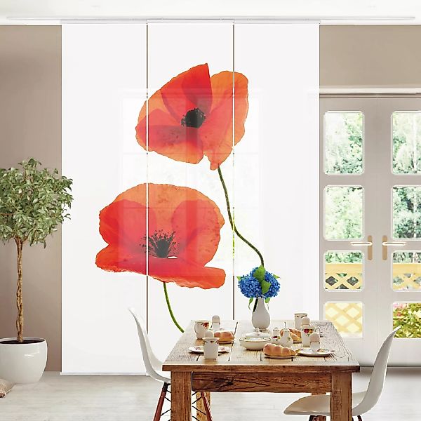 Schiebegardinen Set Blumen Charming Poppies günstig online kaufen