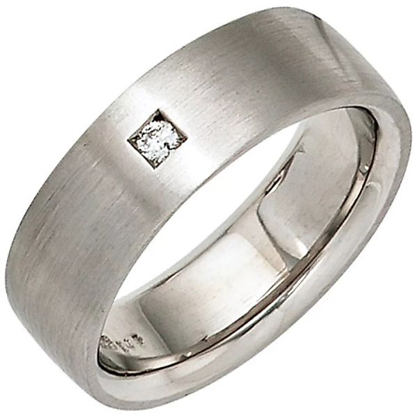 SIGO Damen Ring 925 Sterling Silber rhodiniert mattiert 1 Diamant Brillant günstig online kaufen