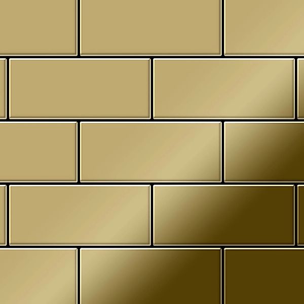 ALLOY Mosaik Fliese Massiv Metall Titan Hochglänzend Gold 1,6mm Stark Subwa günstig online kaufen