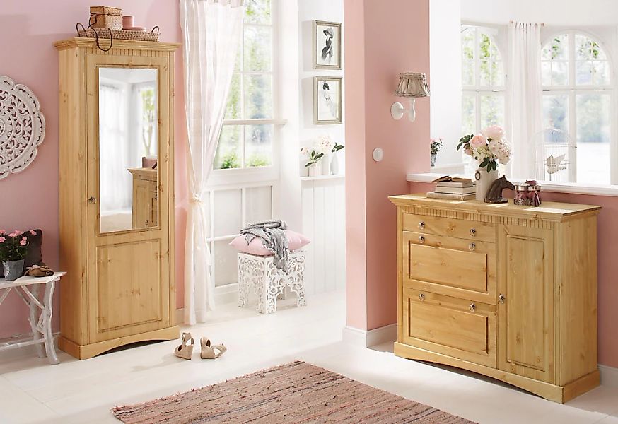 OTTO home Schuhschrank "Rustic" aus massiver Kiefer, mit Spiegel, für ca. 1 günstig online kaufen