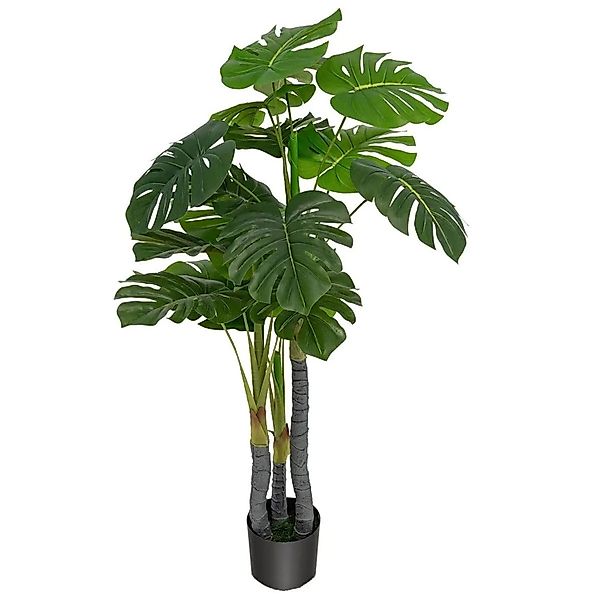 Costway Künstliche Pflanzen mit 20 Blättern und Kunststoff-Topf 120cm günstig online kaufen