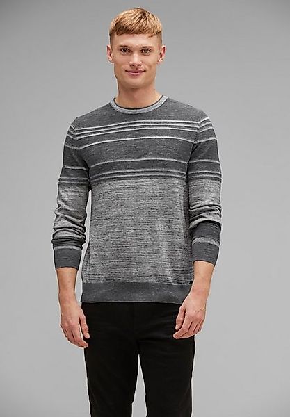 STREET ONE MEN Strickpullover Zweifarbiger Strickpullover Zweifarbig gestre günstig online kaufen