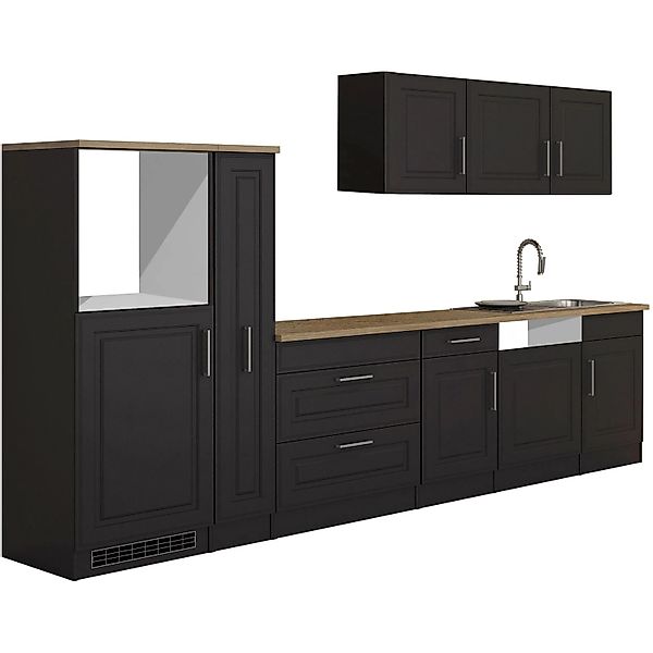 Held Möbel Küchenzeile Rom 330 cm Landhaus Grau Matt ohne E-Geräte günstig online kaufen