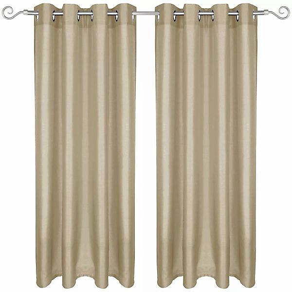Arsvita 2er Pack Gardine Blickdicht Alessia mit Ösen 140 cm x 175 cm Taupe günstig online kaufen