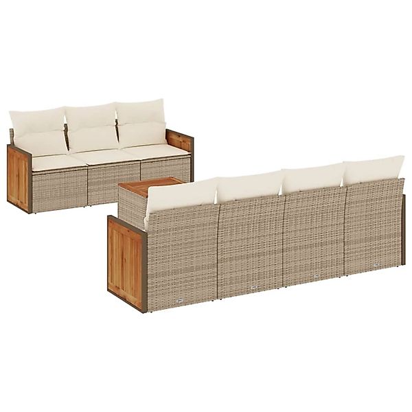 vidaXL 8-Tlg Garten-Sofagarnitur mit Kissen Beige Poly Rattan 3227486 günstig online kaufen
