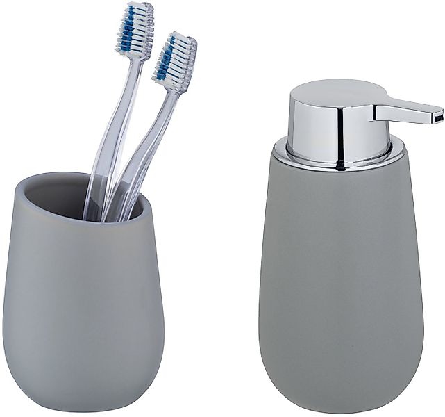 WENKO Badaccessoire-Set Badi, Set, Seifenspender und Zahnputzbecher aus hoc günstig online kaufen