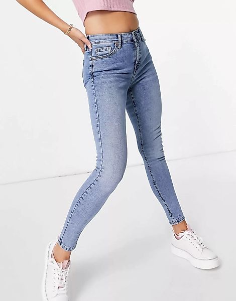Topshop – Jamie – Jeans in verblichener Waschung-Blau günstig online kaufen