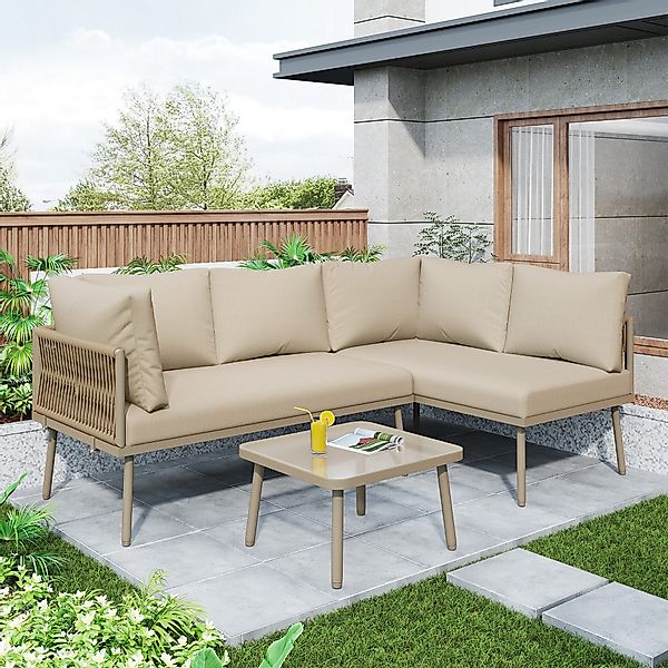 Celya Gartenlounge-Set 4-Sitzer L-förmiges Gartenmöbel Sofagarnitur günstig online kaufen
