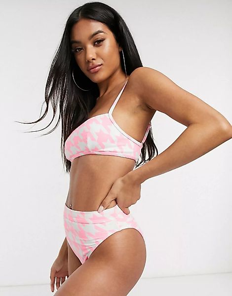 ASOS DESIGN – Enge, gerippte Bikinihose mit hohem Bund und hohem Beinaussch günstig online kaufen