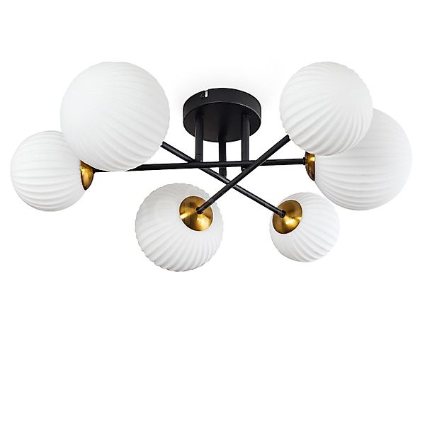 hofstein Deckenleuchte Deckenlampe aus Metall/Riffelglas in günstig online kaufen