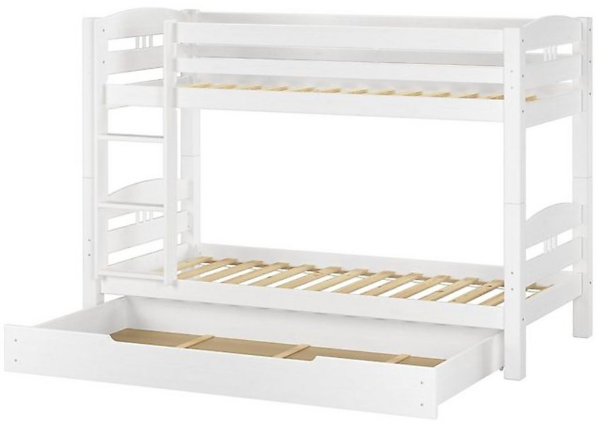 ERST-HOLZ Etagenbett Stockbett 90 x 200 Kiefer Weiß mit Rollrost und Bettka günstig online kaufen