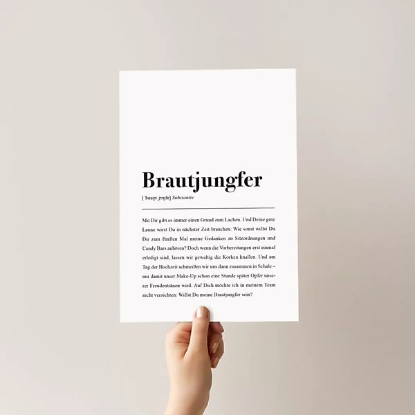 Brautjungfer Poster Din A4: Brautjungfer Definition günstig online kaufen