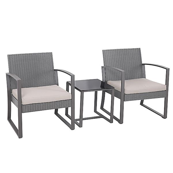 Svita Lois Poly Rattan Sitzgruppe Gartenmöbel Garnitur Tisch Sessel Set Gra günstig online kaufen
