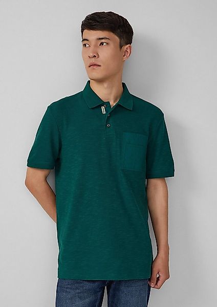 s.Oliver Kurzarmshirt Polo-Shirt Poloshirt mit Flammgarnstruktur und Brustt günstig online kaufen