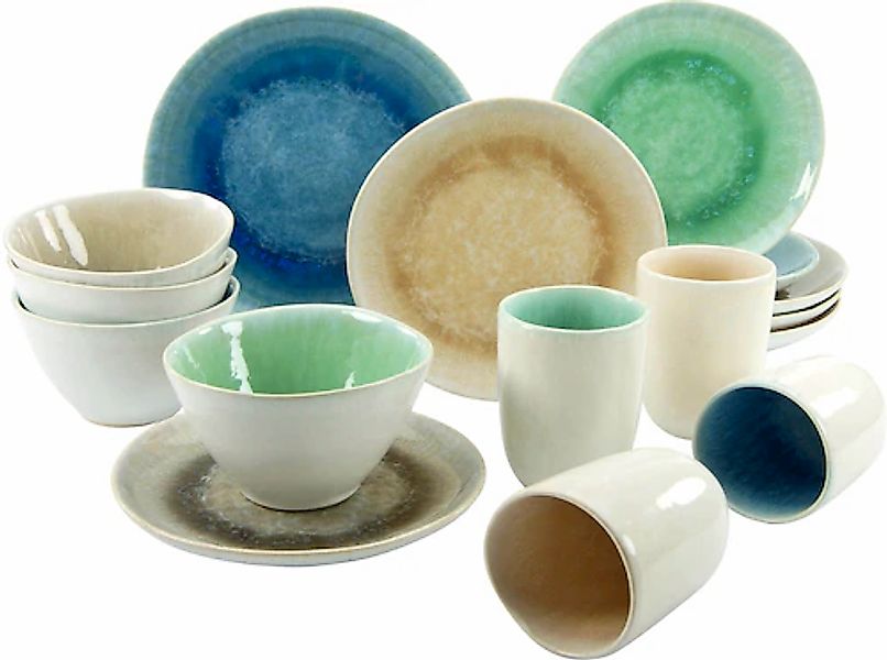 CreaTable Kombiservice »Aquarius« Spezialglasur, handwerklicher Look günstig online kaufen