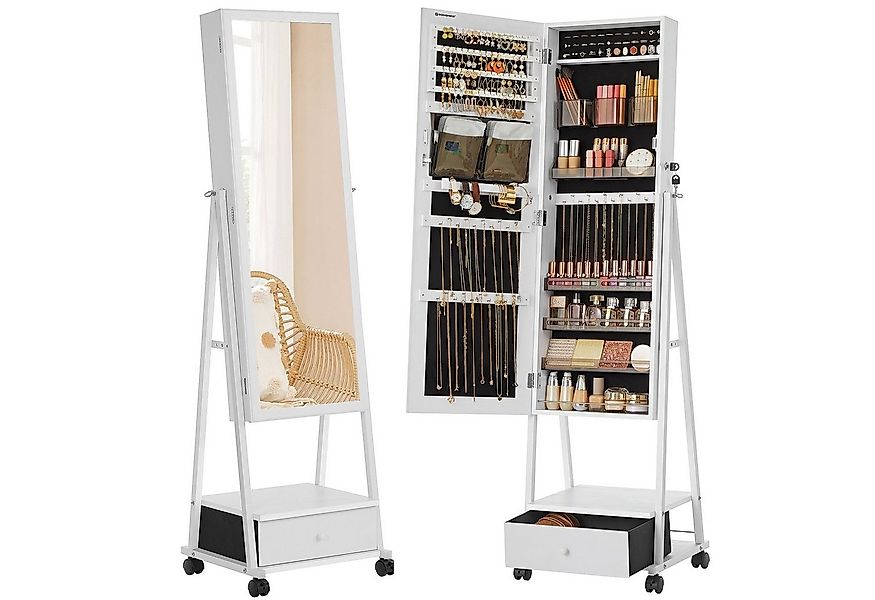 SONGMICS Schmuckschrank Spiegelschrank mit Schublade, Ganzkörperspiegel günstig online kaufen