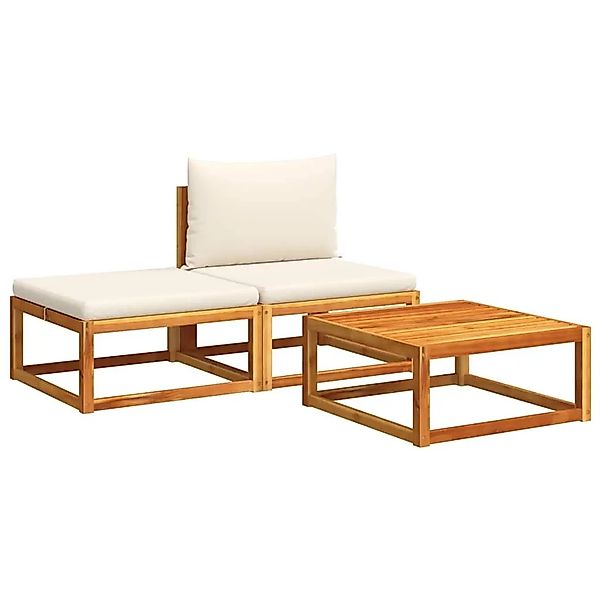 vidaXL 3-Tlg Gartensofa-Set mit Kissen Holz Akazie & Rattan 4008170 günstig online kaufen