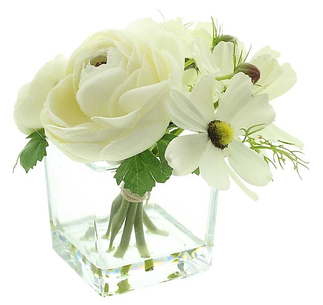 Dekoleidenschaft Dekovase "White" Vase mit Blumenstrauß Deko-Set Glasvase m günstig online kaufen