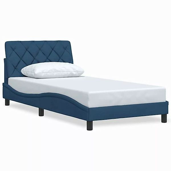 vidaXL Bett Bettgestell ohne Matratze Blau 100x200 cm Stoff günstig online kaufen