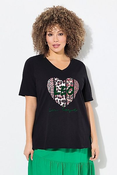 Ulla Popken T-Shirt T-Shirt Leo-Herz Classic V-Ausschnitt Halbarm günstig online kaufen