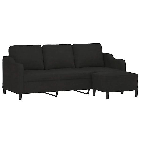 vidaXL 3-Sitzer-Sofa mit Hocker Schwarz 180 cm Stoff 3201139 günstig online kaufen