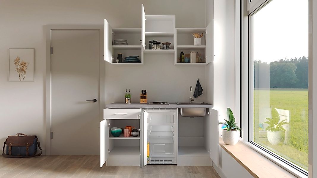 Flex-Well Pantryküche "Kopenhagen", Breite 150,5 cm, mit Unterbau-Kühlschra günstig online kaufen