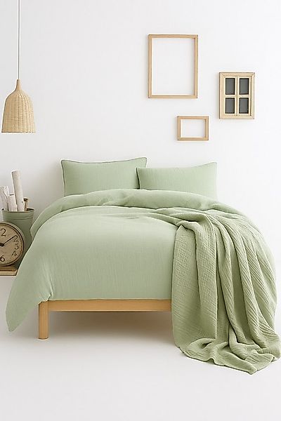Sandiik Bettwäsche Musselin Bettwäsche in Salbeigrün, 100% Biobaumwolle günstig online kaufen