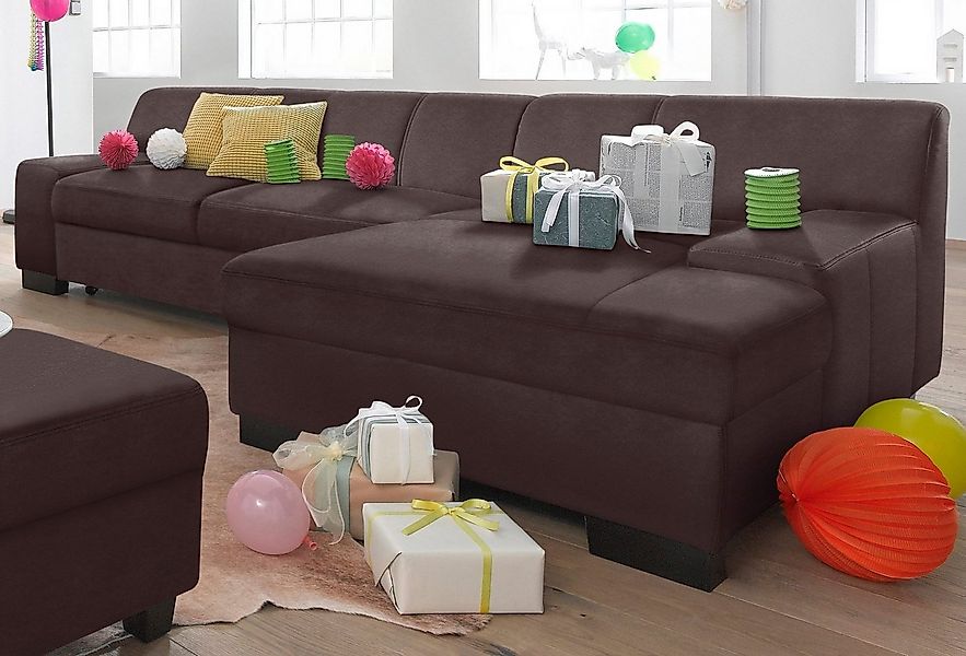 DOMO collection Ecksofa Norma, elegant & modern, mit flachen Armlehnen, Bre günstig online kaufen