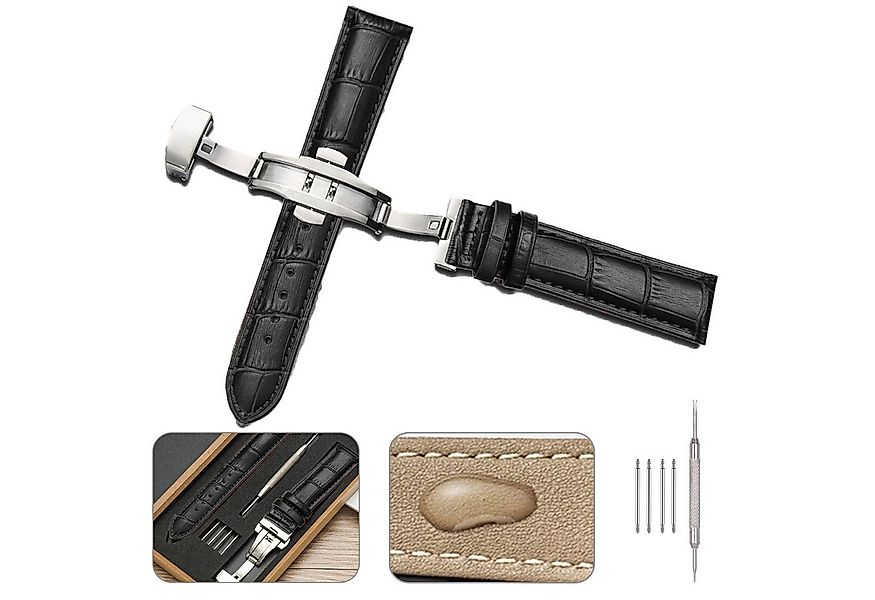 BTTO Smartwatch-Armband Leder Uhrenarmband mit Edelstahl Silber Schnalle, A günstig online kaufen