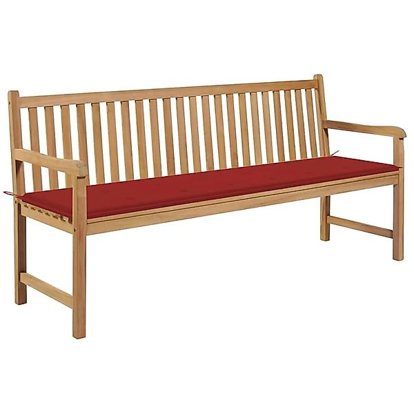 vidaXL Gartenbank mit Roter Auflage 175 cm Massivholz Teak 3062790 günstig online kaufen
