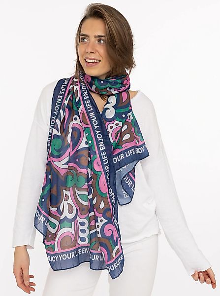 Zwillingsherz Schal ""Flower Paisley"" farbenfroh, transparent, mit Schrift günstig online kaufen