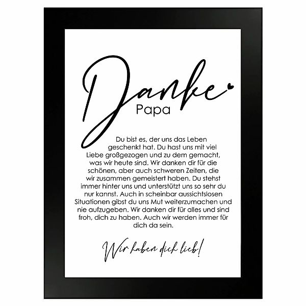 WANDStyle Gerahmtes Poster Danke Papa 13 x 18 cm Geschenkidee für Mehrere P günstig online kaufen