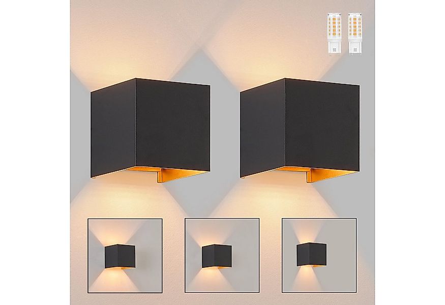 Nettlife LED Wandleuchte Wandleuchte Up und Down LED Schwarz Gold, LED wech günstig online kaufen