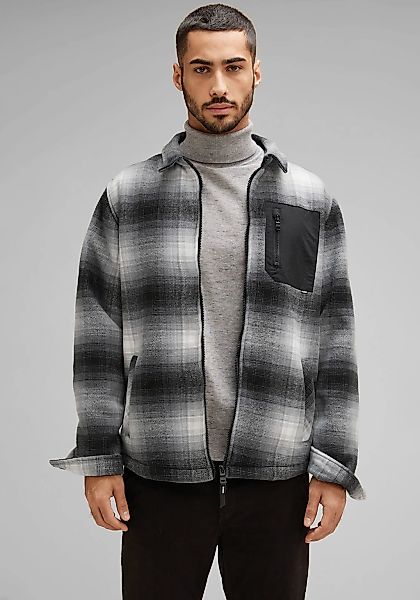 STREET ONE MEN Fleecejacke, mit Karomuster günstig online kaufen