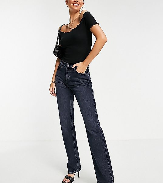 ASOS DESIGN Tall – Jeans mit niedrigem Bund und geradem Bein in blauschwarz günstig online kaufen