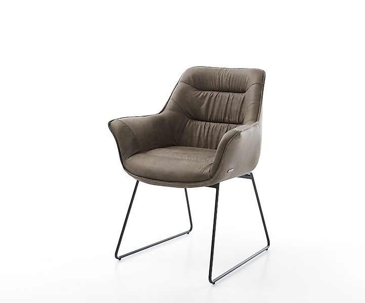 Esszimmerstuhl Kaira-Flex Mikrofaser Taupe Vintage Kufengestell Schwarz günstig online kaufen