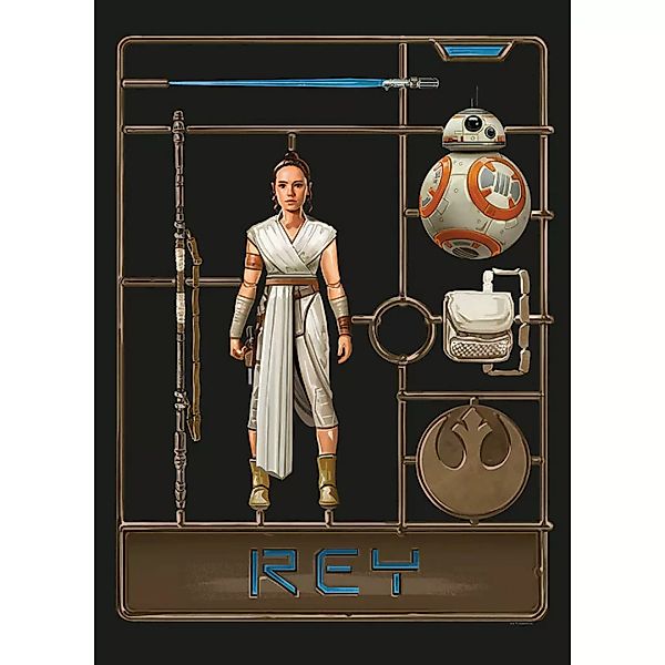 KOMAR Wandbild - Star Wars Toy Rey - Größe: 50 x 70 cm mehrfarbig Gr. one s günstig online kaufen