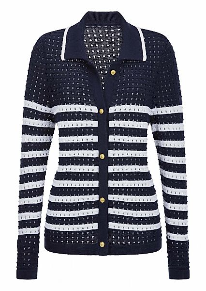 GOLDNER Strickjacke "Polopullover mit Lochmuster" Lochmuster im Ringel, gol günstig online kaufen