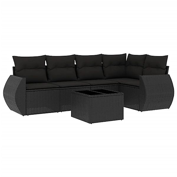 vidaXL 6-Tlg Garten-Sofagarnitur mit Kissen Schwarz Poly Rattan 3221334 günstig online kaufen