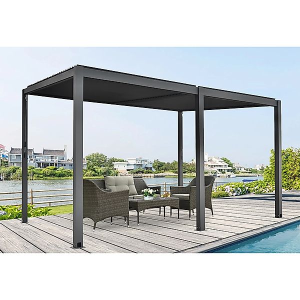 Floraworld Pergola mit Lamellendach Anthrazit 400 cm x 310 cm günstig online kaufen