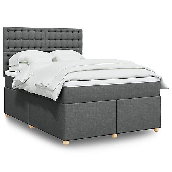 vidaXL Boxspringbett, Boxspringbett mit Matratze Dunkelgrau 160x200 cm Stof günstig online kaufen