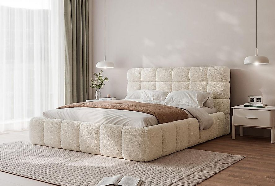 Compleo Polsterbett Wolkenbett, Bouclé Bett, Funktionales Doppelbett günstig online kaufen