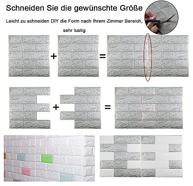 NUODWELL 3D-Tapete 3D Wandpaneele Selbstklebend - Ziegel Steinoptik,Wasserd günstig online kaufen