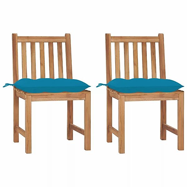 Gartenstühle 2 Stk. Mit Kissen Massivholz Teak günstig online kaufen