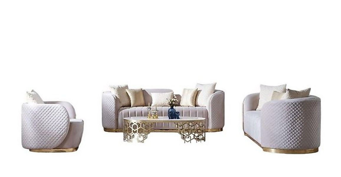 JVmoebel Chesterfield-Sofa Sofa Ovale Sofagarnitur Set Polster Möbel 3+2+1 günstig online kaufen