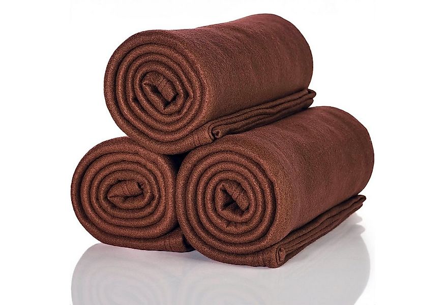 Wohndecke 3 St. A3SB Oeko-Tex Polar Fleecedecken Couch schokobraun 130x160c günstig online kaufen