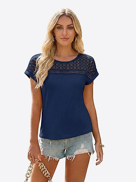 Imily Bela T-Shirt Damen Freizeit Bluse mit Spitze (Packung, 1-tlg., 1per-P günstig online kaufen