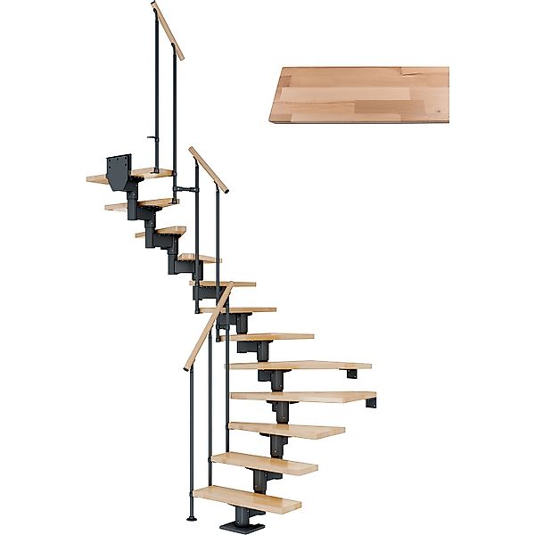 Dolle Mittelholmtreppe Cork Buche Anthrazit GH b. 270cm 1/2 Gewendelt 75 cm günstig online kaufen