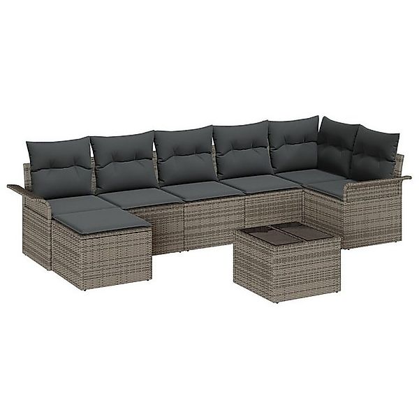 vidaXL Loungesofa 7-tlg. Garten-Sofagarnitur mit Kissen Schwarz Poly Rattan günstig online kaufen